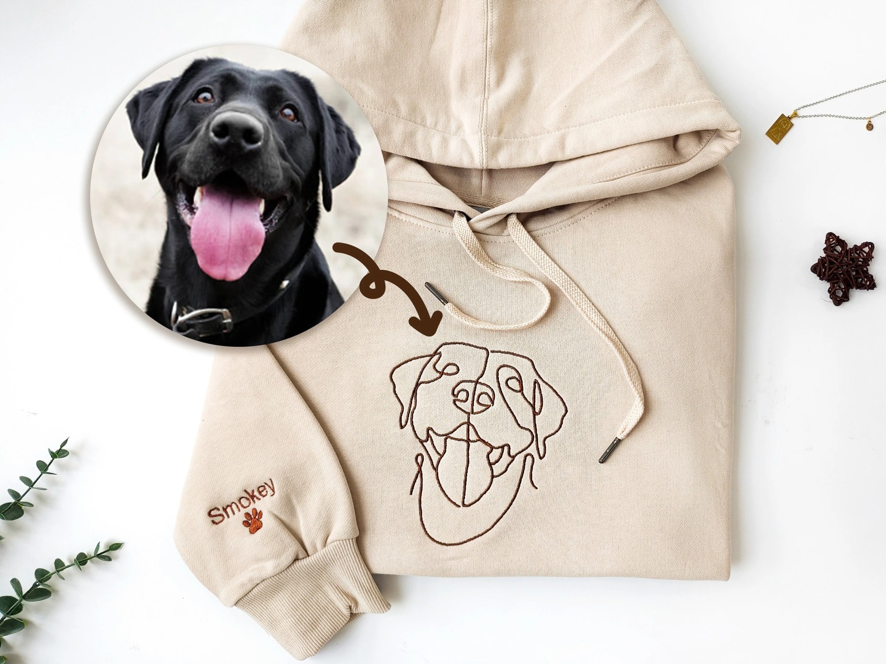 Custom Pet Portrait Embroidered Sweatshirt
