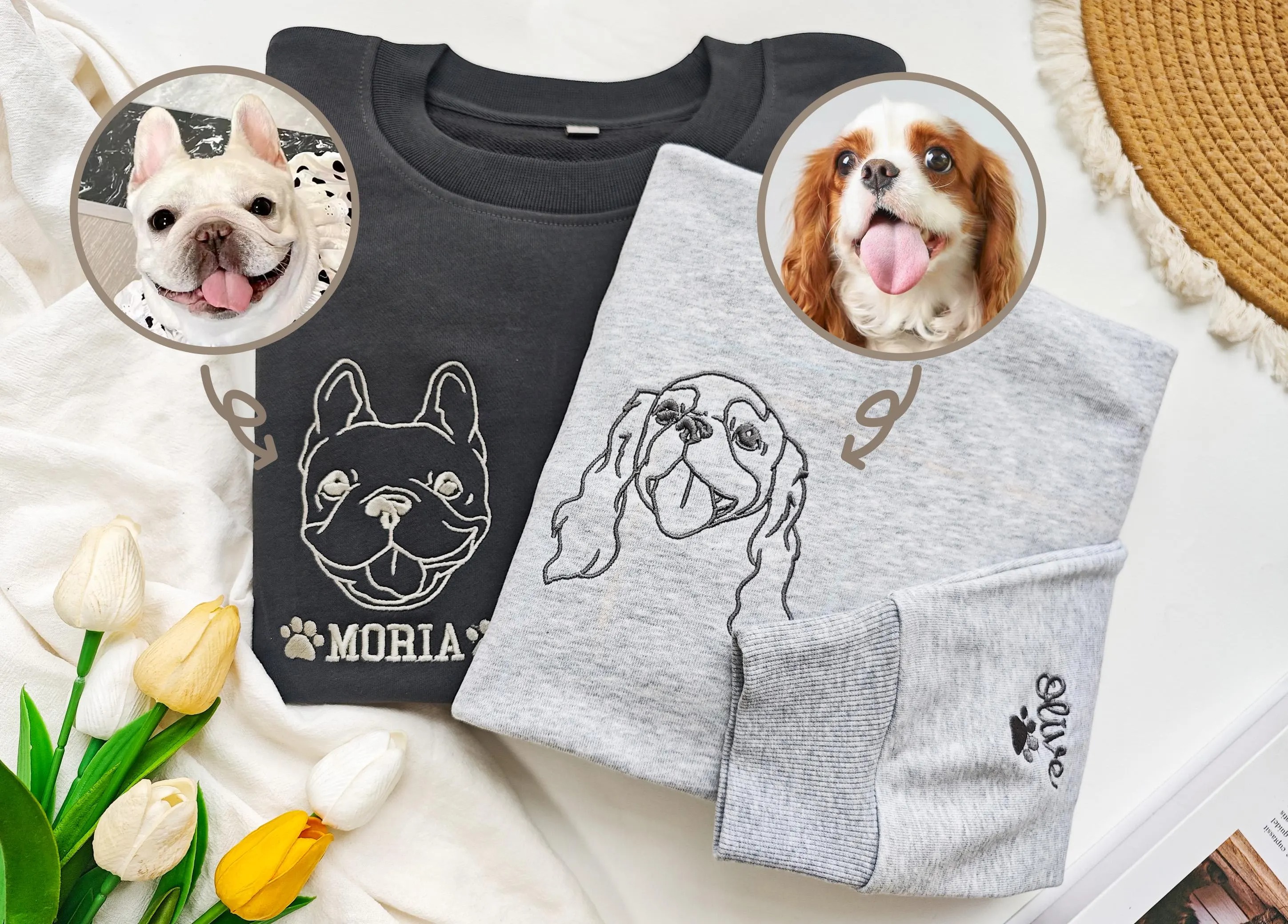 Custom Pet Portrait Embroidered Sweatshirt