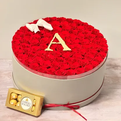 Personalized Glitter Roses Box With Initial