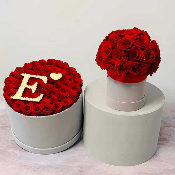 Personalized Glitter Roses Box With Initial