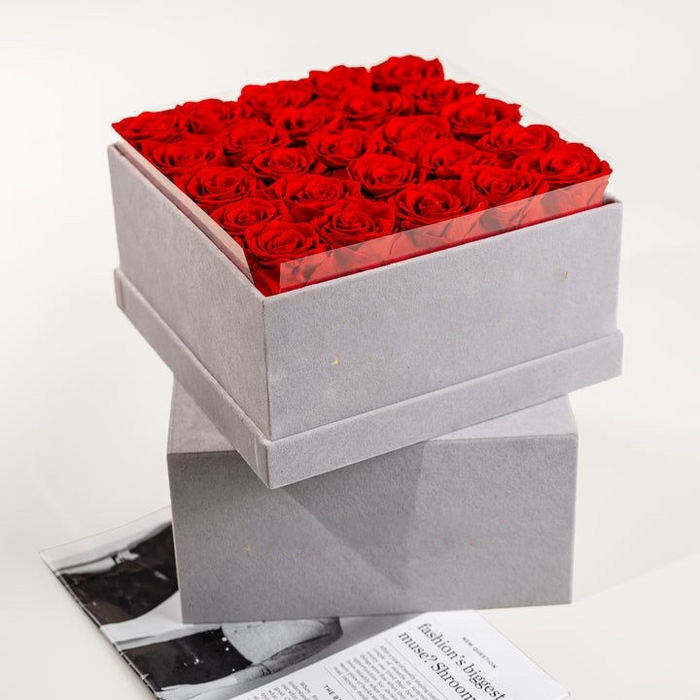25 Flat-Box Glitter Rose Box With Initial Couple Gift