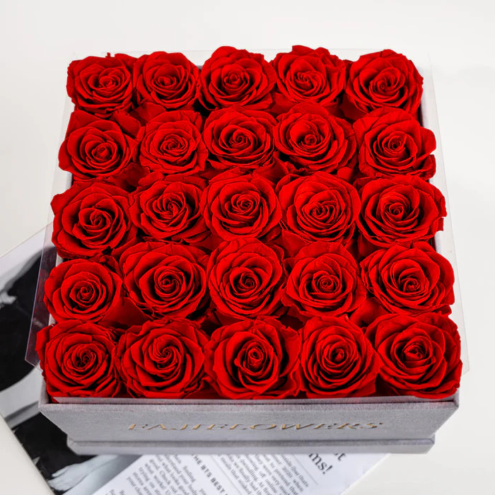 25 Flat-Box Glitter Rose Box With Initial Couple Gift