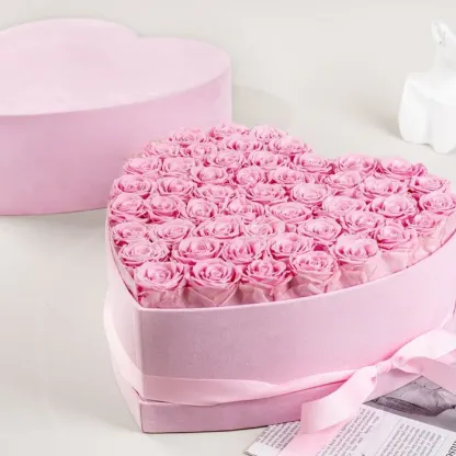 Heart Glitter Rose Box With Initial Couple Gift