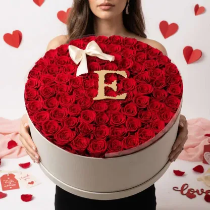 Personalized Glitter Roses Box With Initial