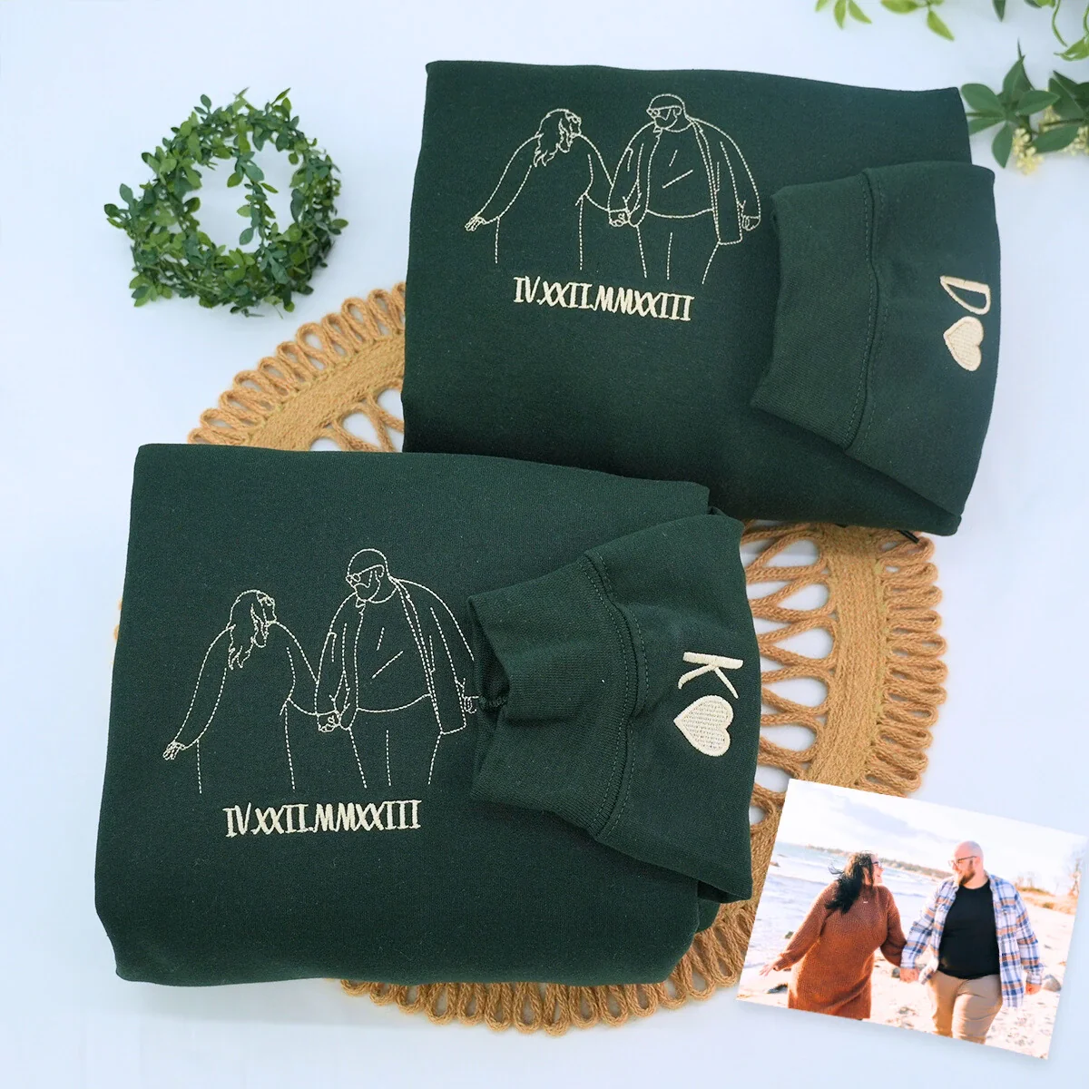 Matching Sweatshirt for Couples Custom Embroidered Photo Sweatshirt/Hoodie/T-shirt