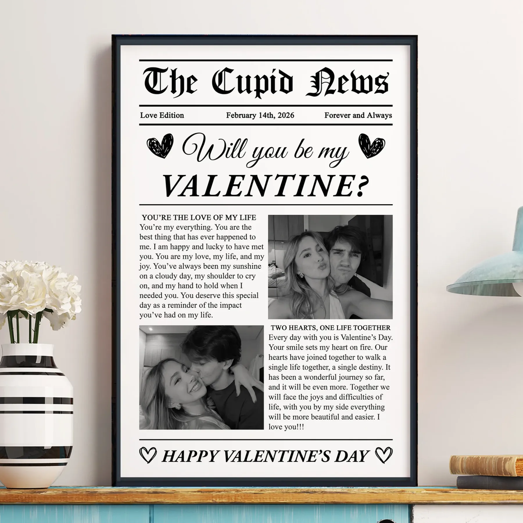 Will You Be My Valentine? First Valentine's Day Gift For Couples, Him, Her - Personalized Photo Poster