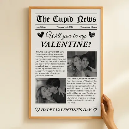 Will You Be My Valentine? First Valentine's Day Gift For Couples, Him, Her - Personalized Photo Poster