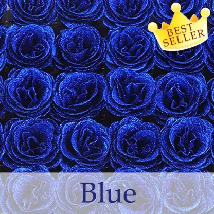 Blue Glitter Rose Bouquet-Couple Glitter Everlasting Rose Bouquet (Never Wither)