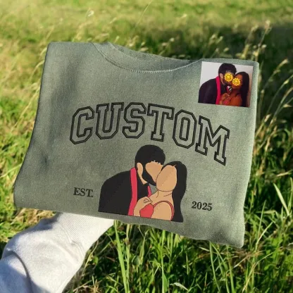 Forlovever Personalized Embroidered Portrait from Photo Hoodie