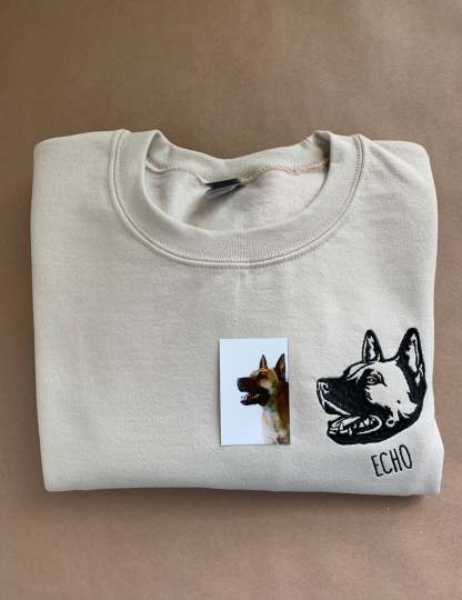 Custom Pet Portrait Embroidered Sweatshirt
