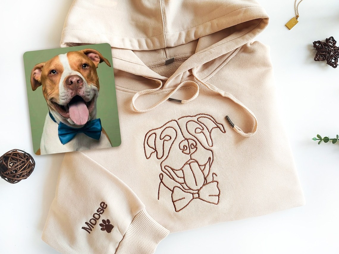 Custom Unisex Embroidered Dog Hoodie,Gifts For Dog Lovers