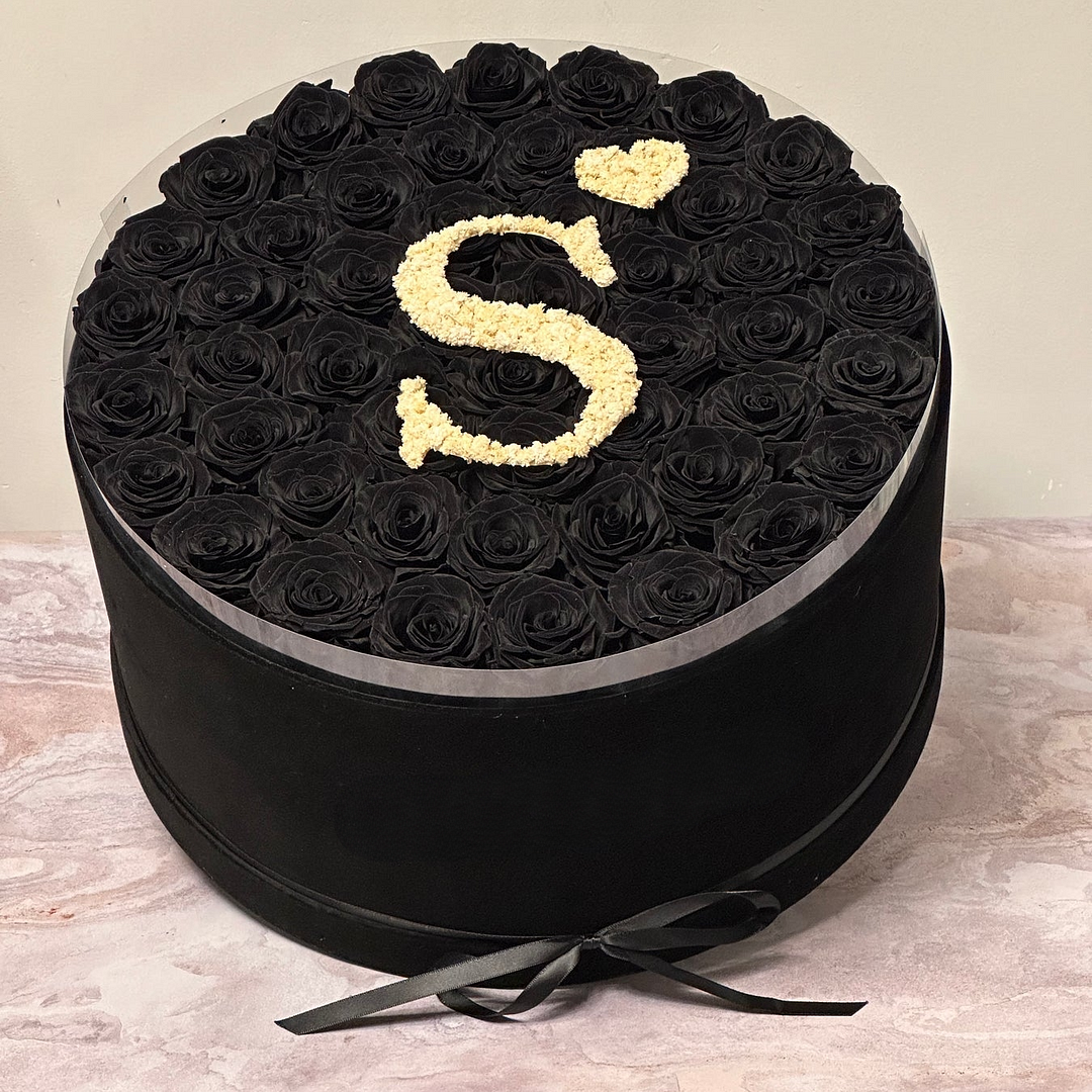 Personalized Glitter Roses Box With Initial