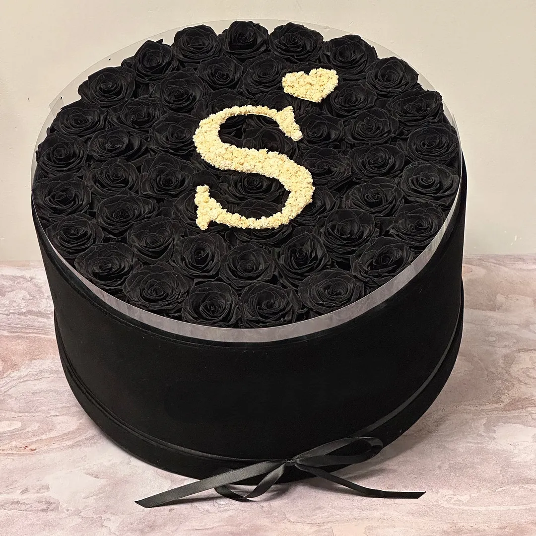 Personalized Glitter Roses Box With Initial