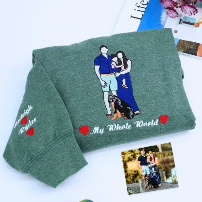 Custom Couple Photo Embroidered T-Shirt Sweatshirt Hoodie