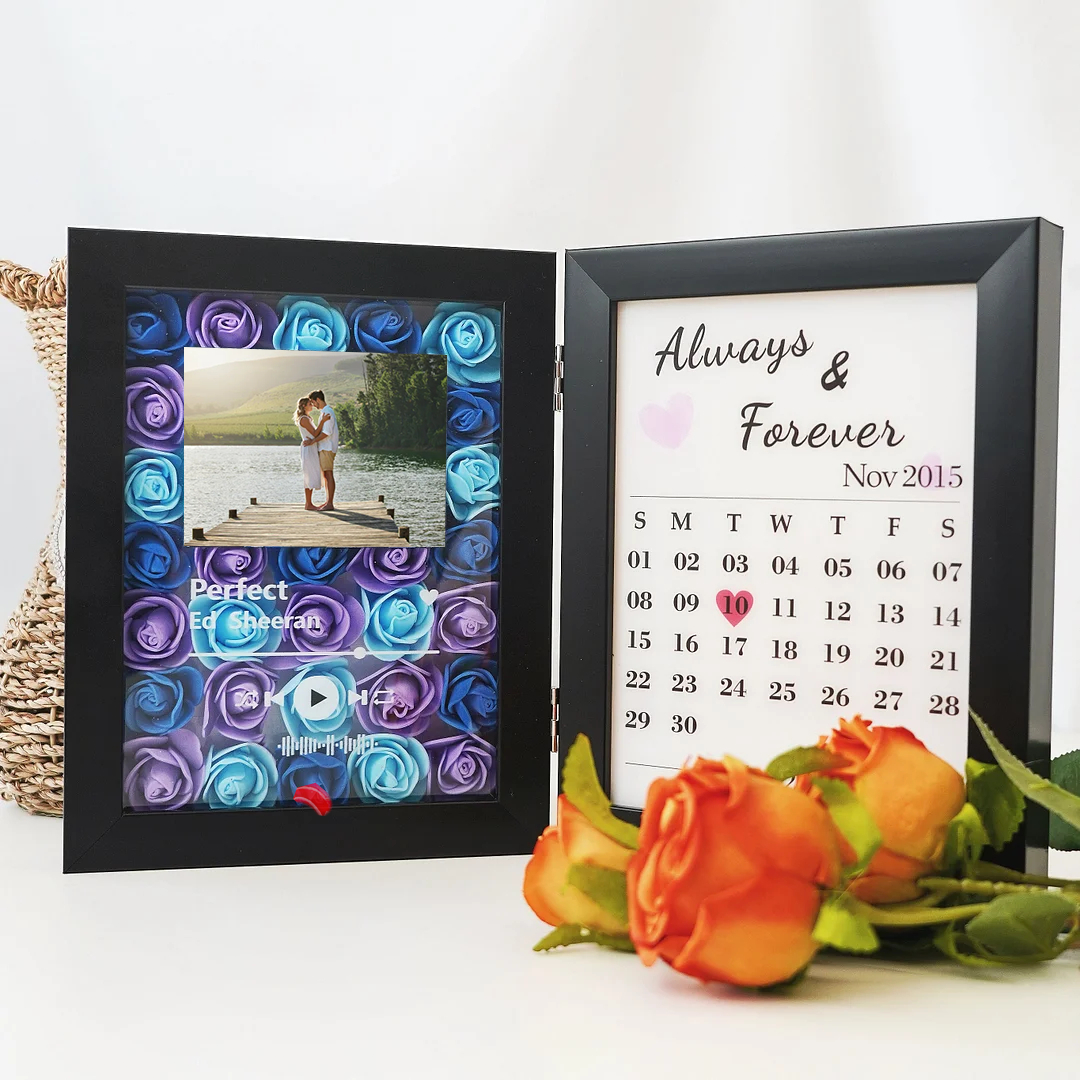 (Square With Song) New Custom Music Flowers Frame with Anniversary🌺-forlovever