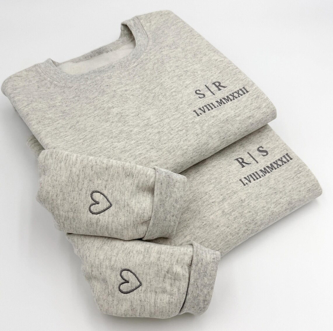Custom Embroidered Roman Numeral Sweatshirt, Personalized Date, Couples Gift