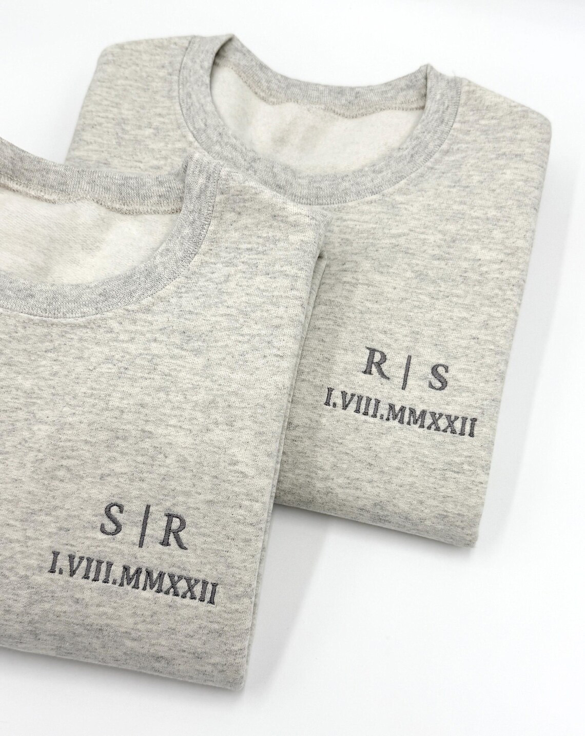 Custom Embroidered Roman Numeral Sweatshirt, Personalized Date, Couples Gift