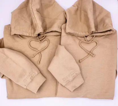 Subtle Anniversary Date on Sleeve Couples Sweatshirt Minimalistic Hoodie Wedding Date, Embroidered Roman Numerals Monochromatic Sweater