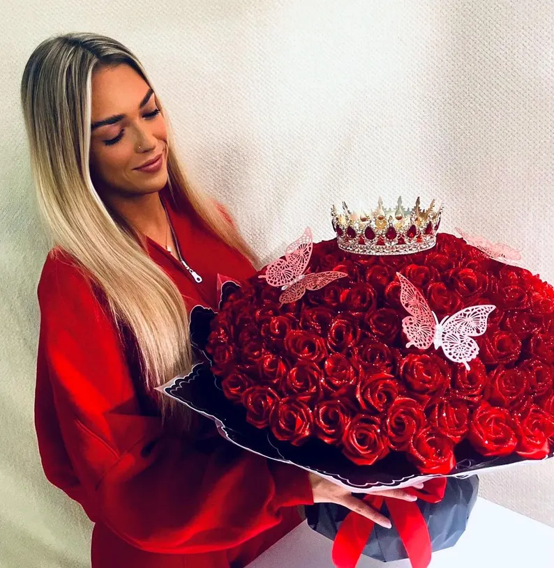 Red Glitter Rose Bouquet-Couple Glitter Everlasting Rose Bouquet (Never Wither)