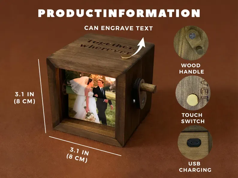Personalized Photo Flipbook Animation Box,Custom wooden Photo Book with Light