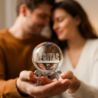 Couple Double Name Illusion 3D Spherical Crystal Ball Lamp