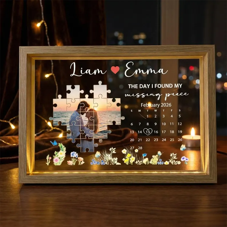The Day I Found My Missing Piece Light Frame Personalized Gift