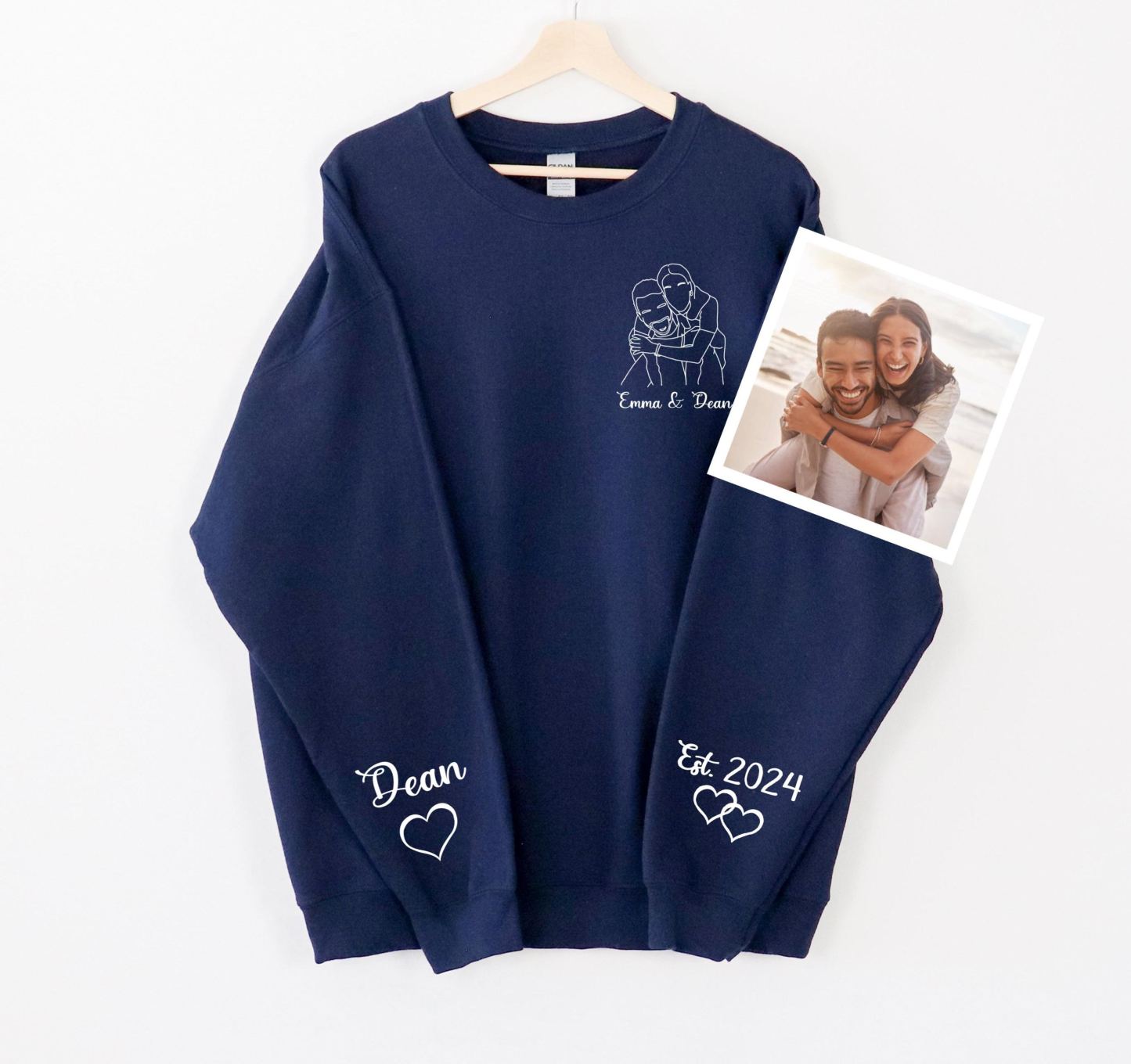 Forlovever Customized couple photo embroidered sweatshirt