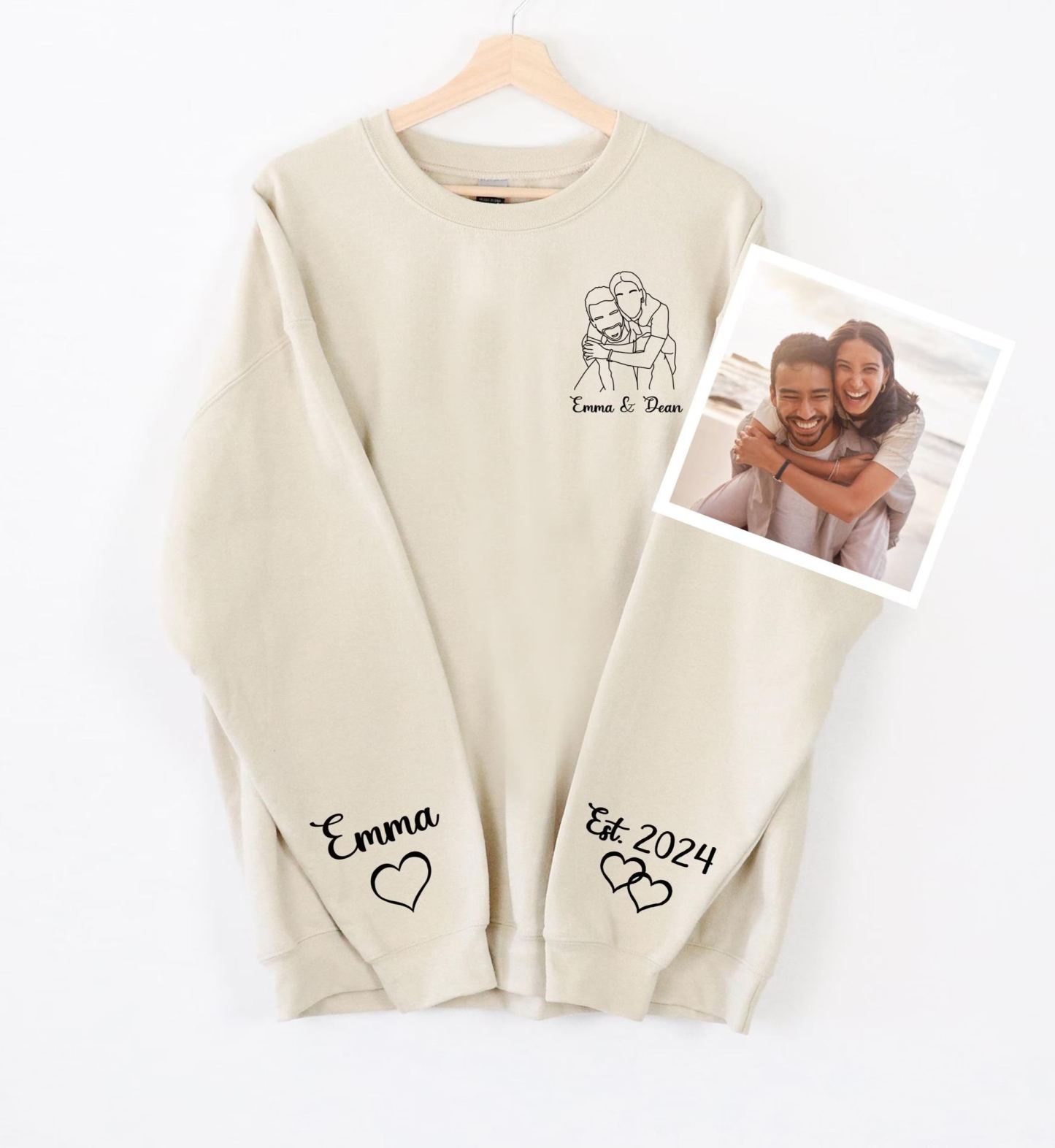 Forlovever Customized couple photo embroidered sweatshirt