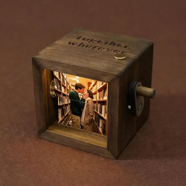Personalized Photo Flipbook Animation Box,Custom wooden Photo Book with Light