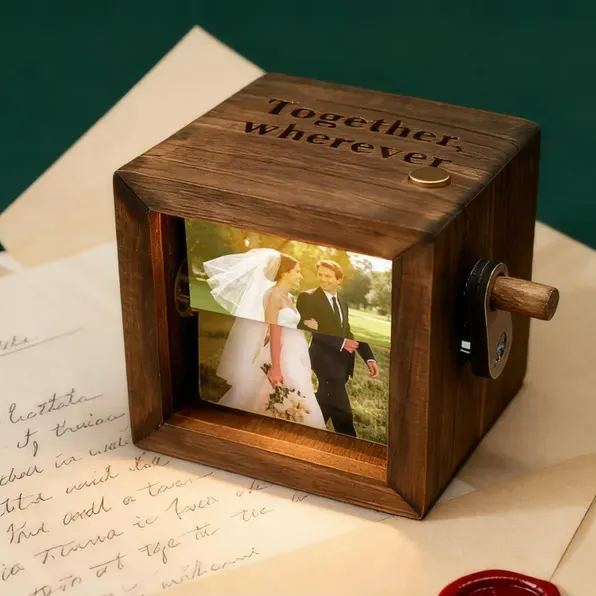 Personalized Photo Flipbook Animation Box,Custom wooden Photo Book with Light