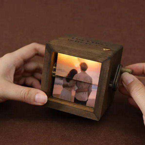 Personalized Photo Flipbook Animation Box,Custom wooden Photo Book with Light