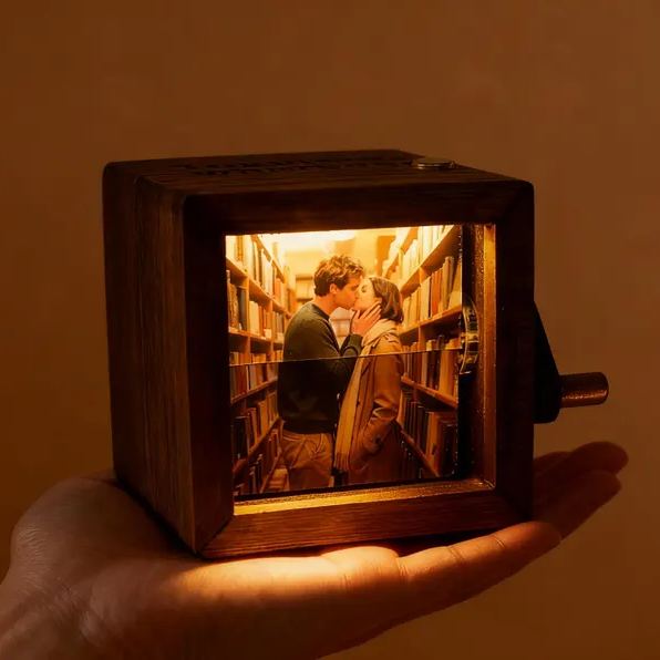 Personalized Photo Flipbook Animation Box,Custom wooden Photo Book with Light