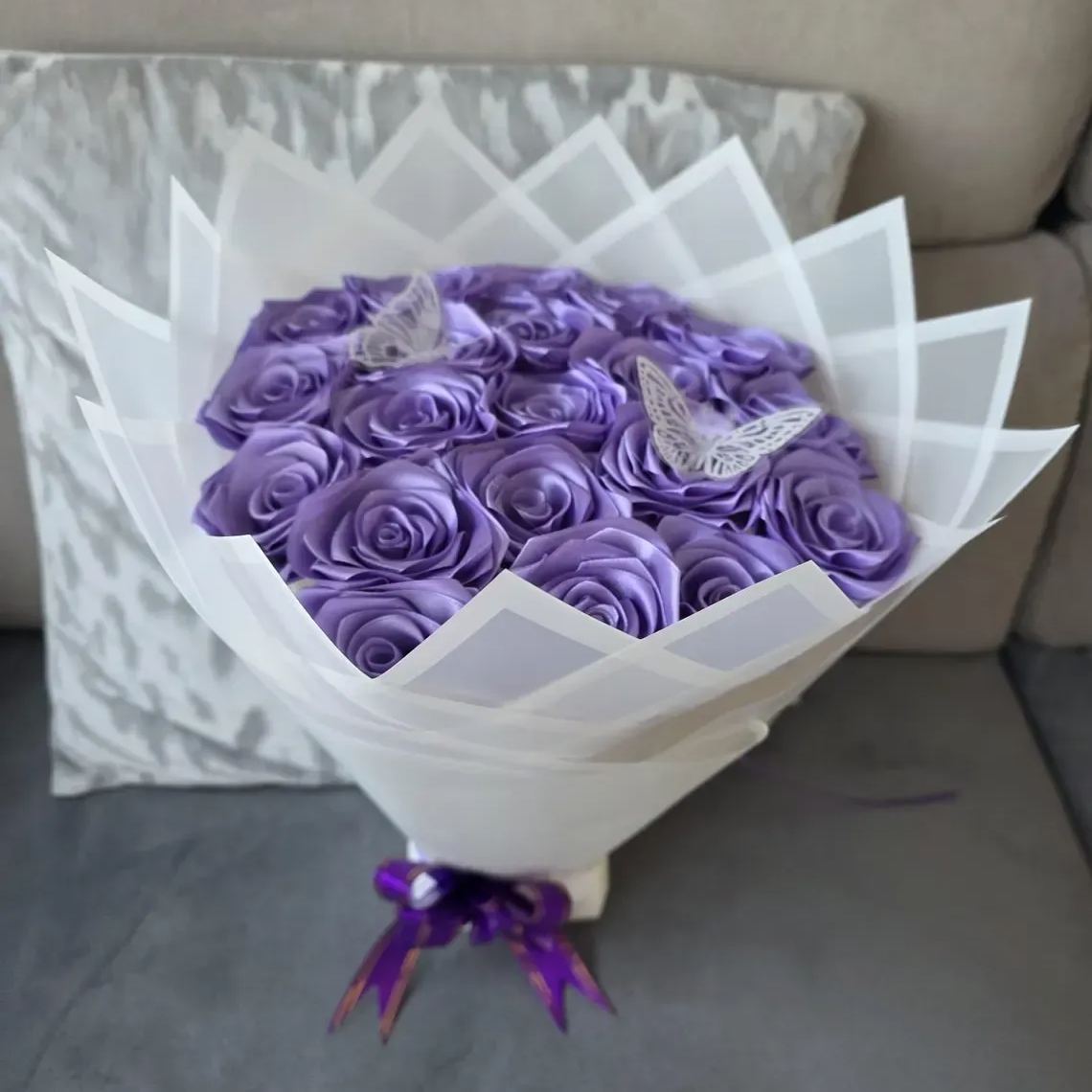 Light Purple Eternal Roses - HandMade From Satin Ribbon(Never Wither)