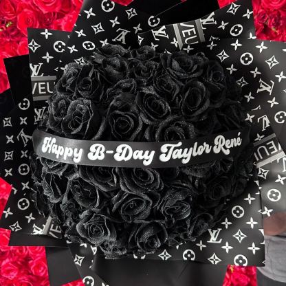 Black Glitter Rose Bouquet-Couple Glitter Everlasting Rose Bouquet (Never Wither)