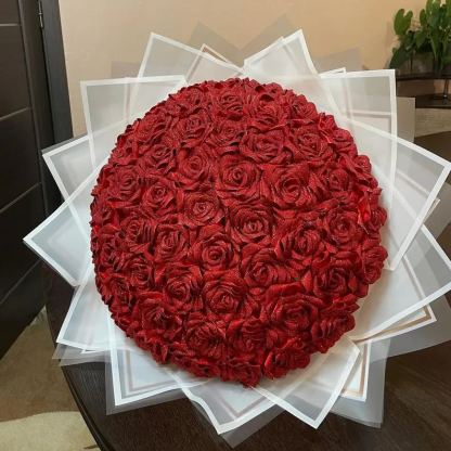 Red Glitter Rose Bouquet-Couple Glitter Everlasting Rose Bouquet (Never Wither)