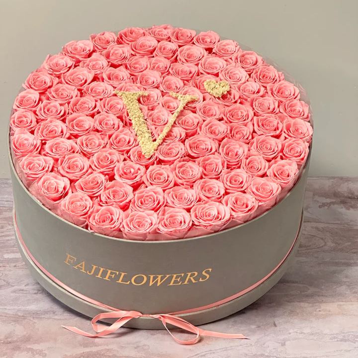 Personalized Glitter Roses Box With Initial