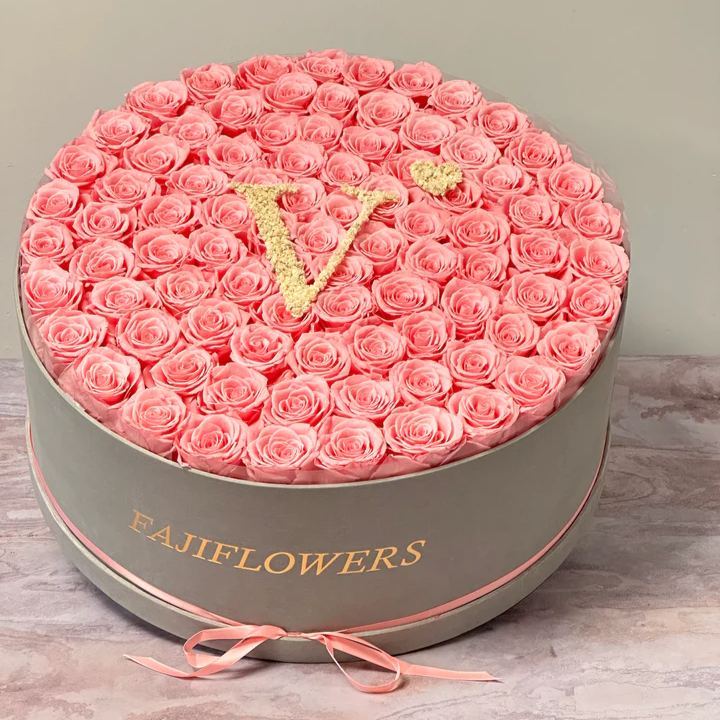 Personalized Glitter Roses Box With Initial