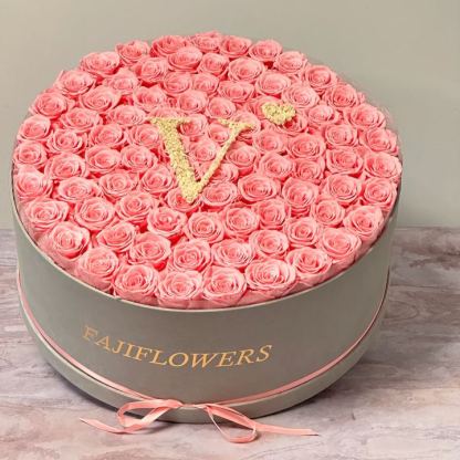 Personalized Glitter Roses Box With Initial