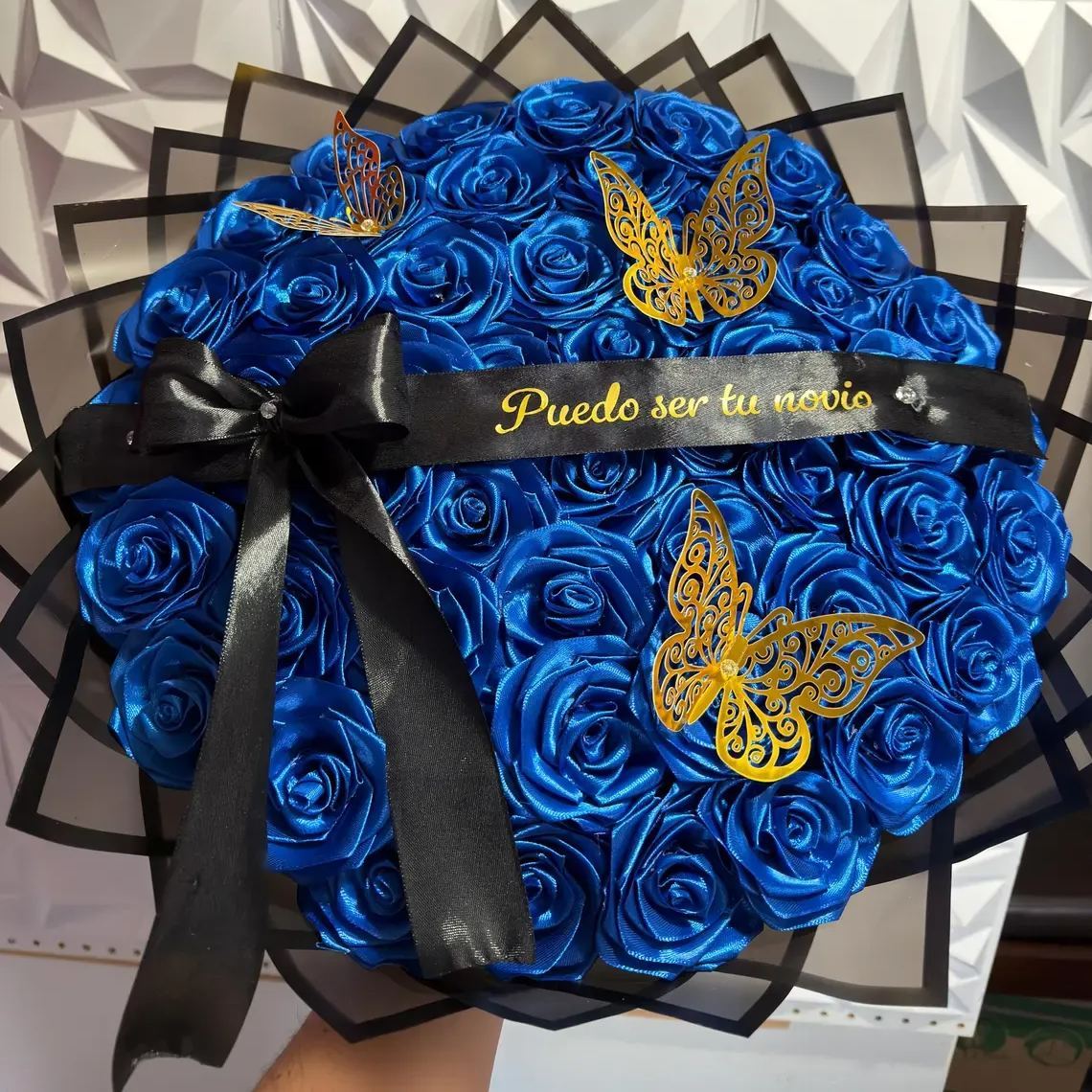 Royal Blue Eternal Roses - HandMade From Satin Ribbon(Never Wither)