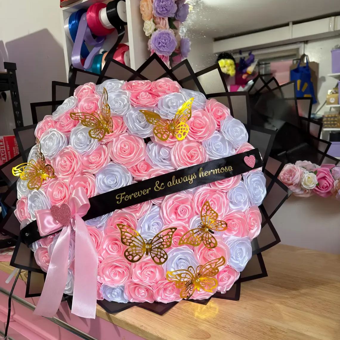 Eternal Roses - HandMade From Satin Ribbon(Never Wither)