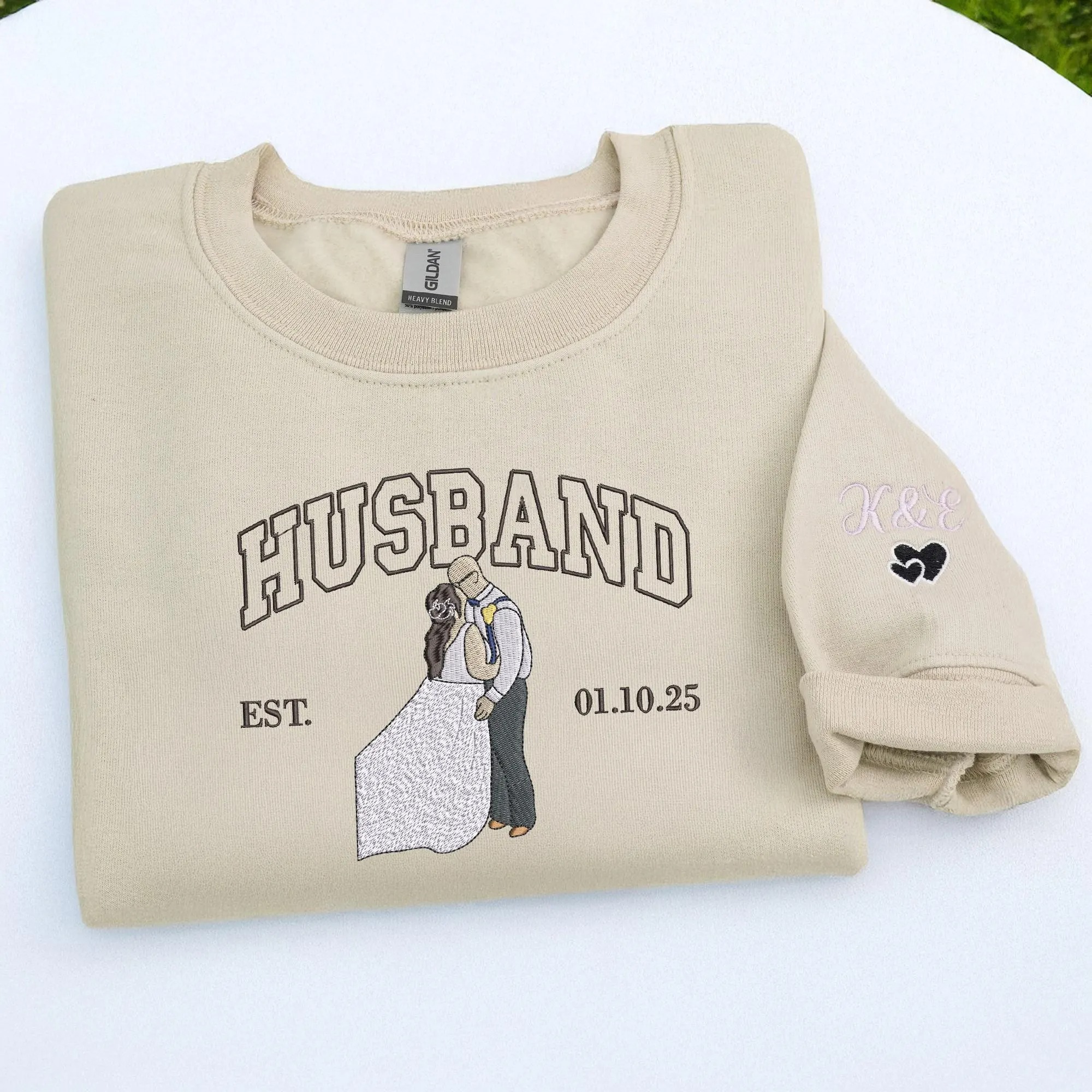 Forlovever Custom Wedding Photo Embroidered Sweatshirts – Perfect Gift For Your Wife Or Husband