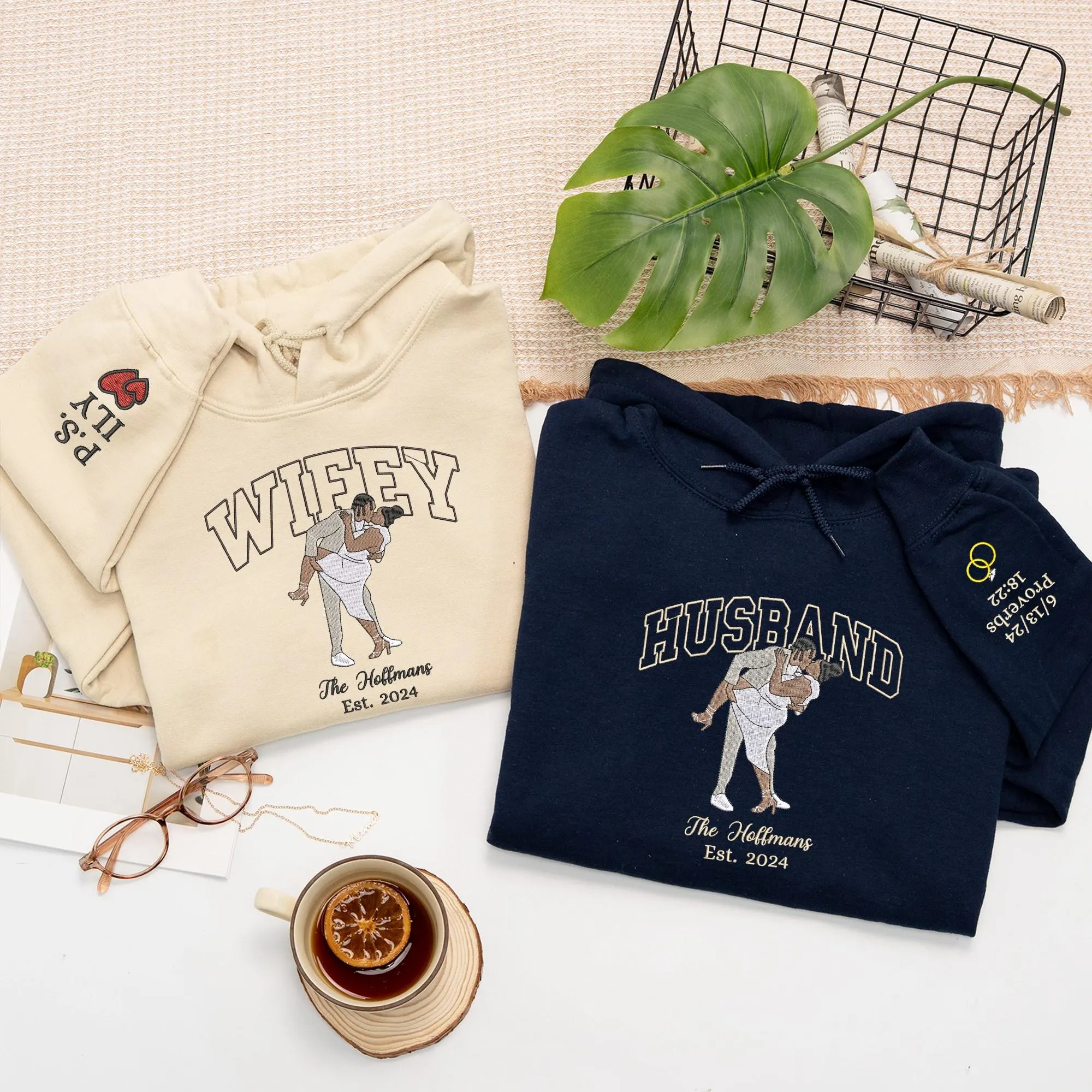 Forlovever Custom Wedding Photo Embroidered Sweatshirts – Perfect Gift For Your Wife Or Husband