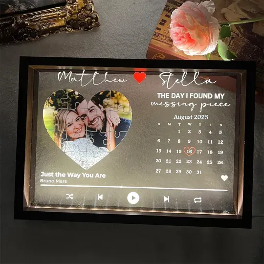 The Day I Found My Missing Piece Song Light Frame Personalized Gift