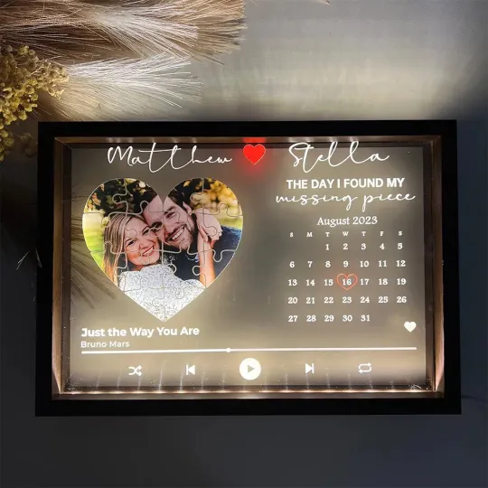 The Day I Found My Missing Piece Song Light Frame Personalized Gift
