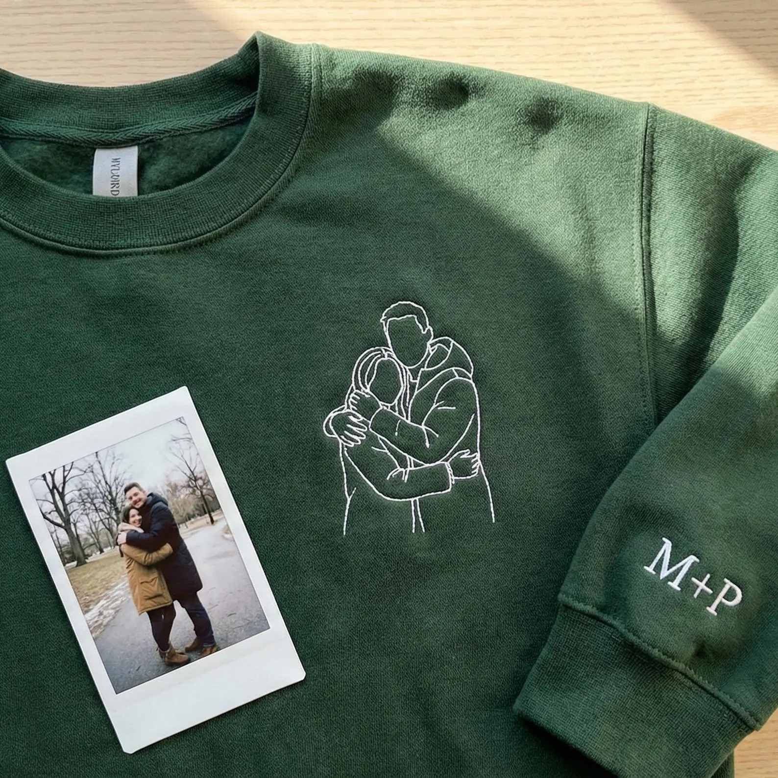 Forlovever Customized Couple Photo embroidered sweatshirt