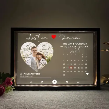 The Day I Found My Missing Piece Song Light Frame Personalized Gift