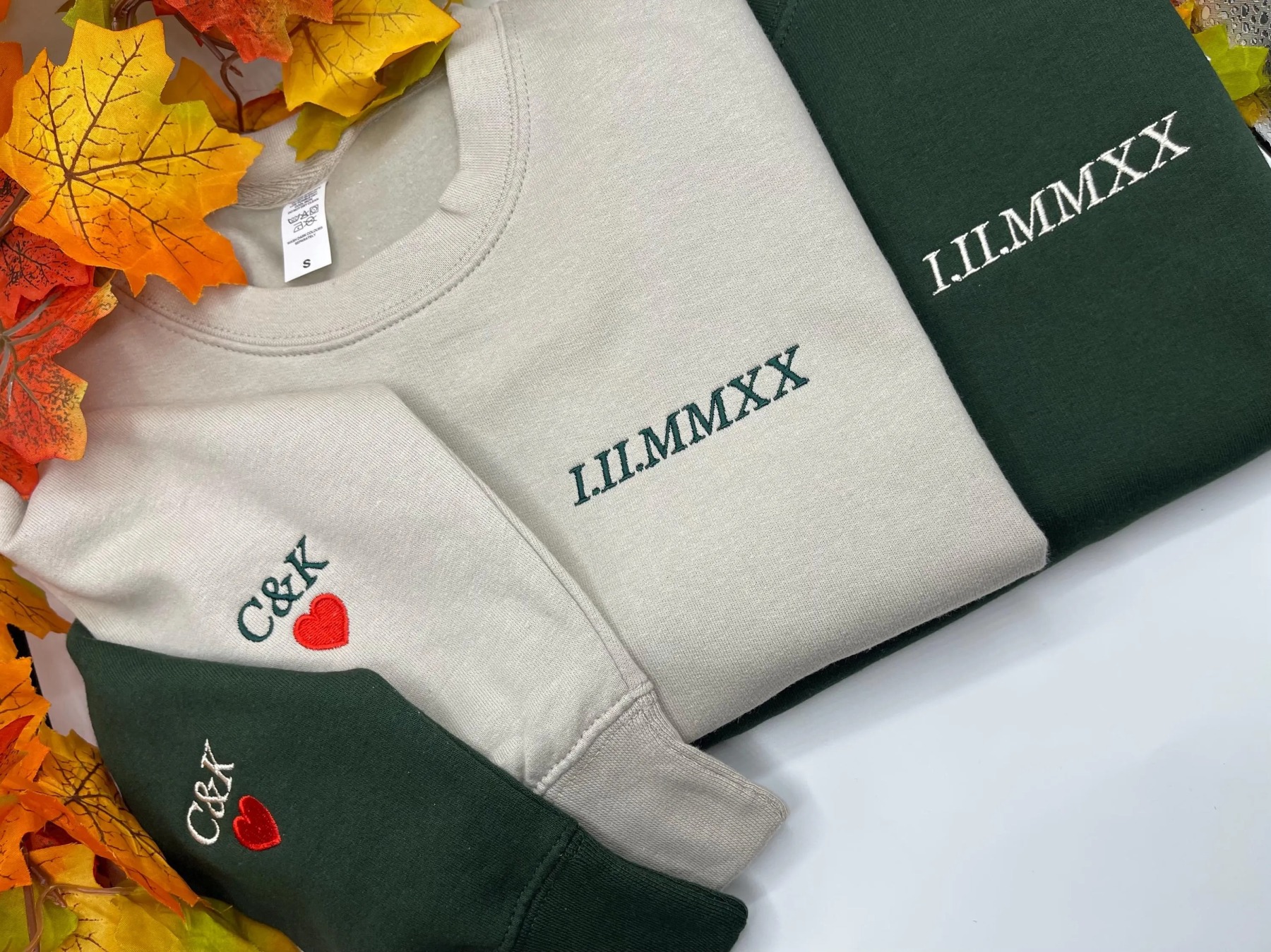 Personalized Anniversary Gifts for Couples, Custom Embroidered Sweatshirt/Hoodie Matching Wedding 1 - 50 Year for Him Her