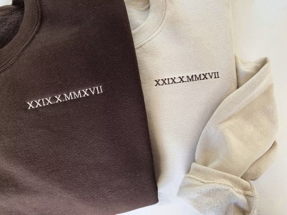 Custom Embroidered Roman Numeral Sweatshirt Matching Wedding Year for Him Her