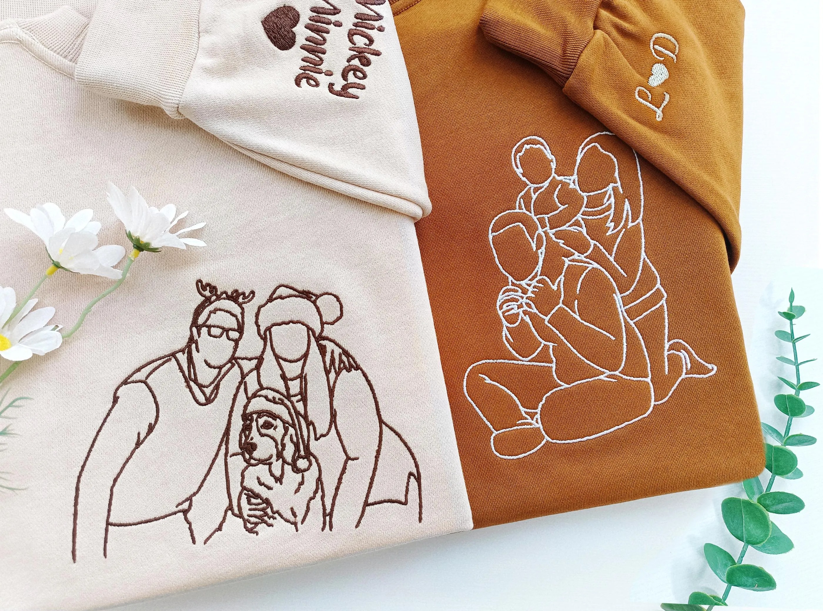 Forlovever Custom Christmas Photo Silhouette Embroidered T-Shirt Sweatshirt Hoodie