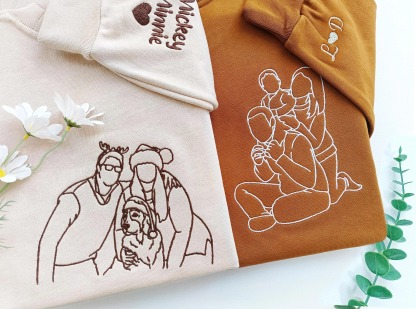 Forlovever Custom Christmas Photo Silhouette Embroidered T-Shirt Sweatshirt Hoodie